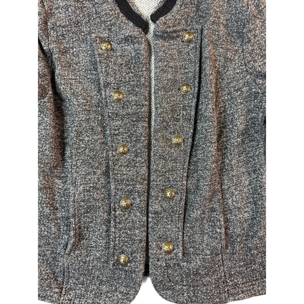 Tommy Hilfiger Military Band Top Womens L Gray Marled Metal Button Dark Academia - Picture 4 of 8